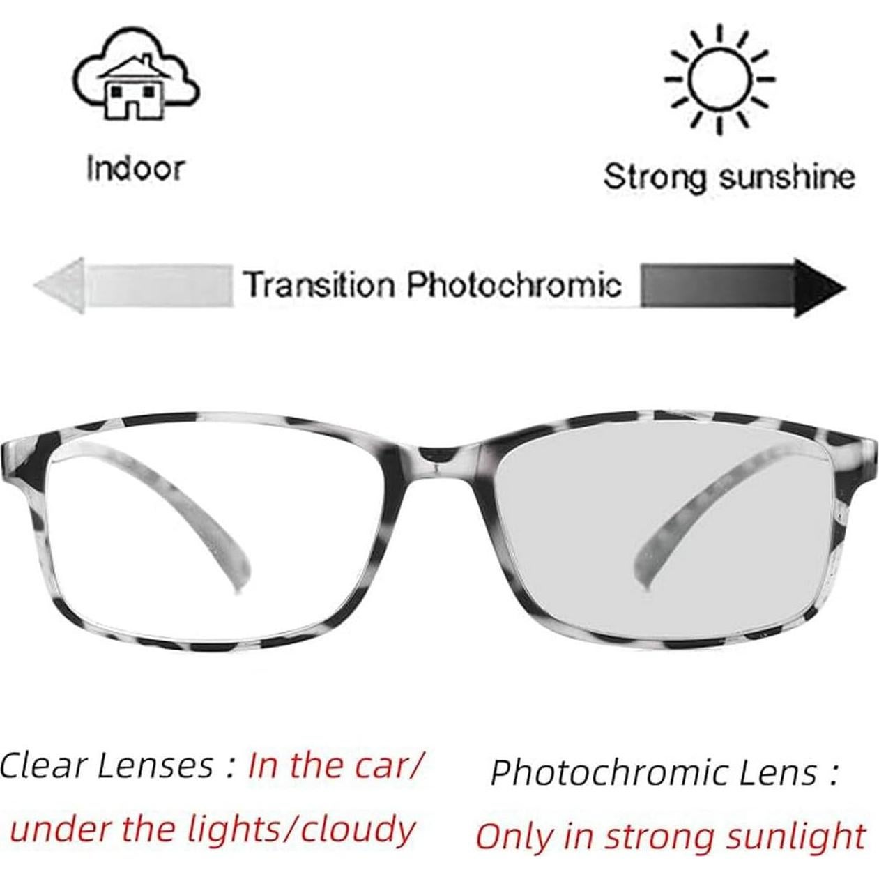 Gafas de Lectura Fotoquímicas Laureles Cuadradas 1.5x