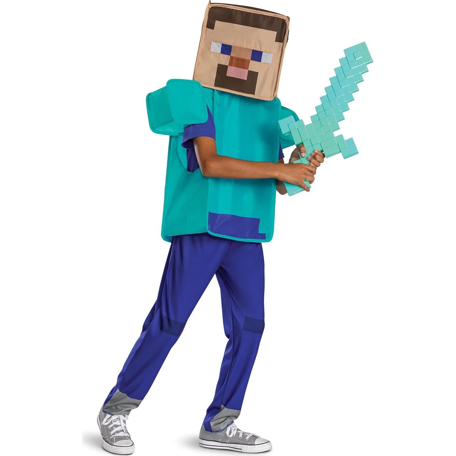 Disfraz de Steve de Minecraft para Niños - Licenciado, Tamaño S