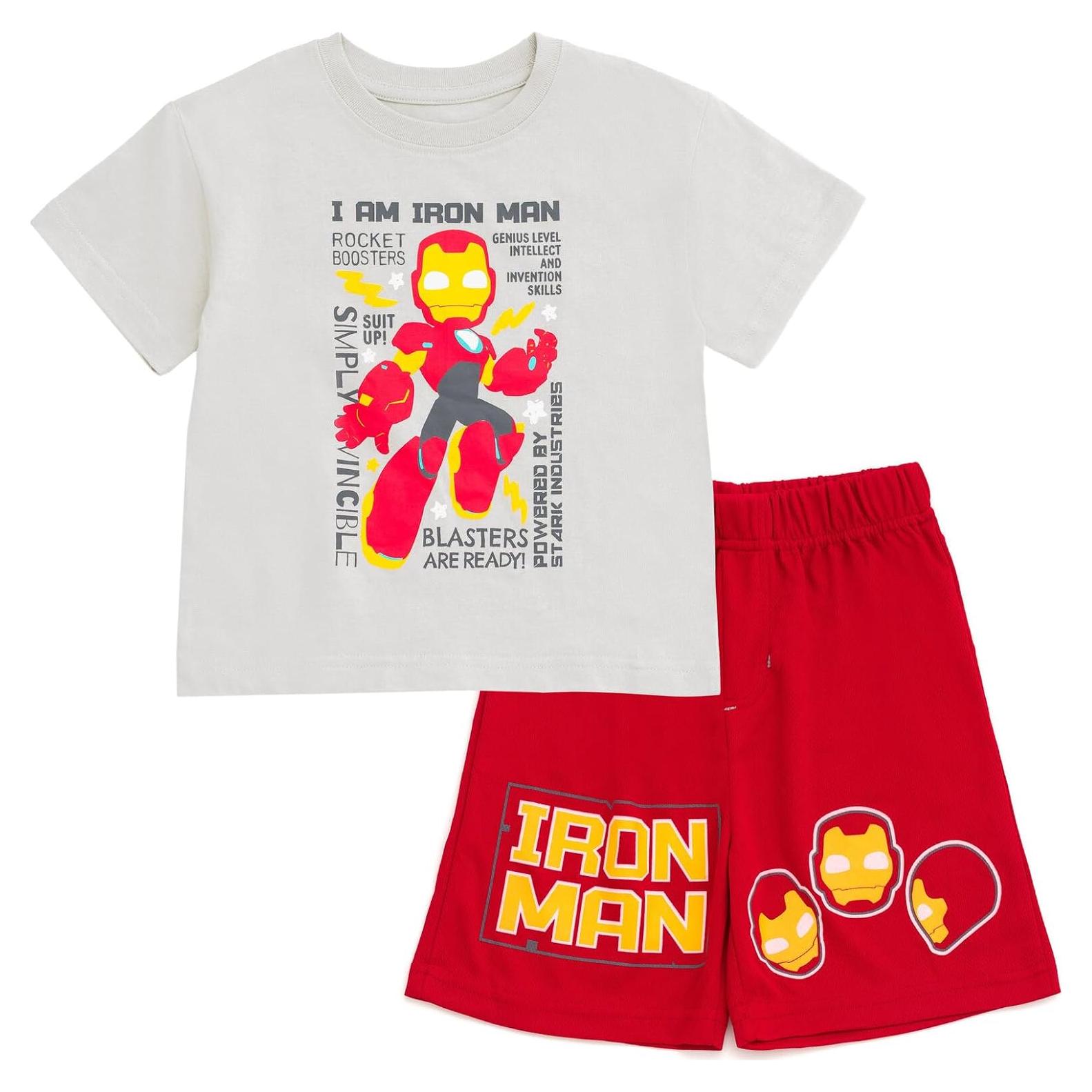 Conjunto camiseta y pantalones cortos Marvel para niños 2T-16