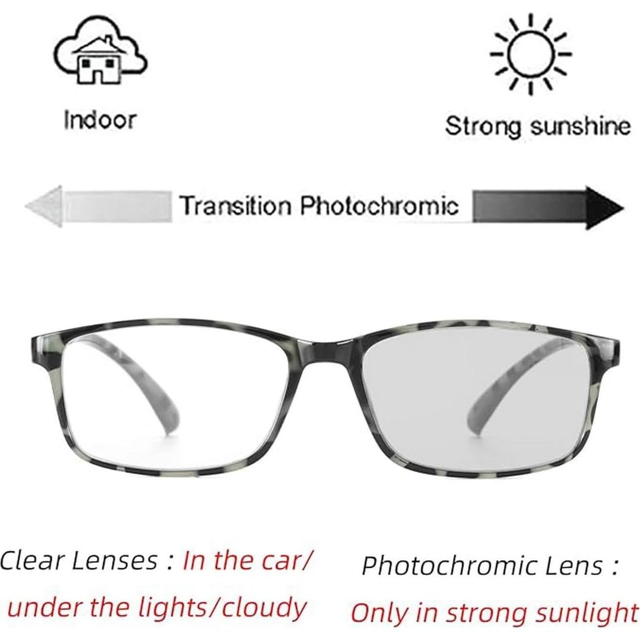 Gafas de Lectura Fotoquímicas Laureles Cuadradas 2.75x