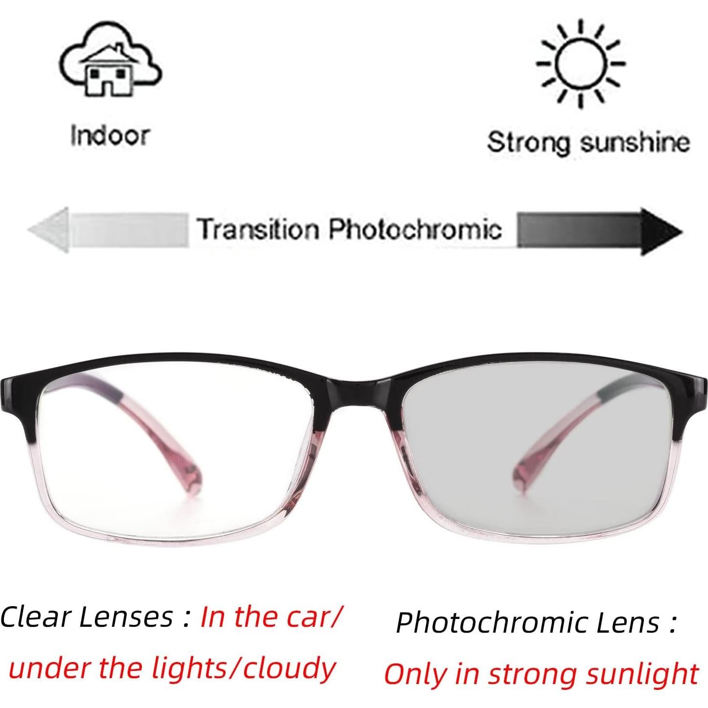 Gafas de Lectura Fotoquímicas Laureles TR90 1.5x Cuadradas