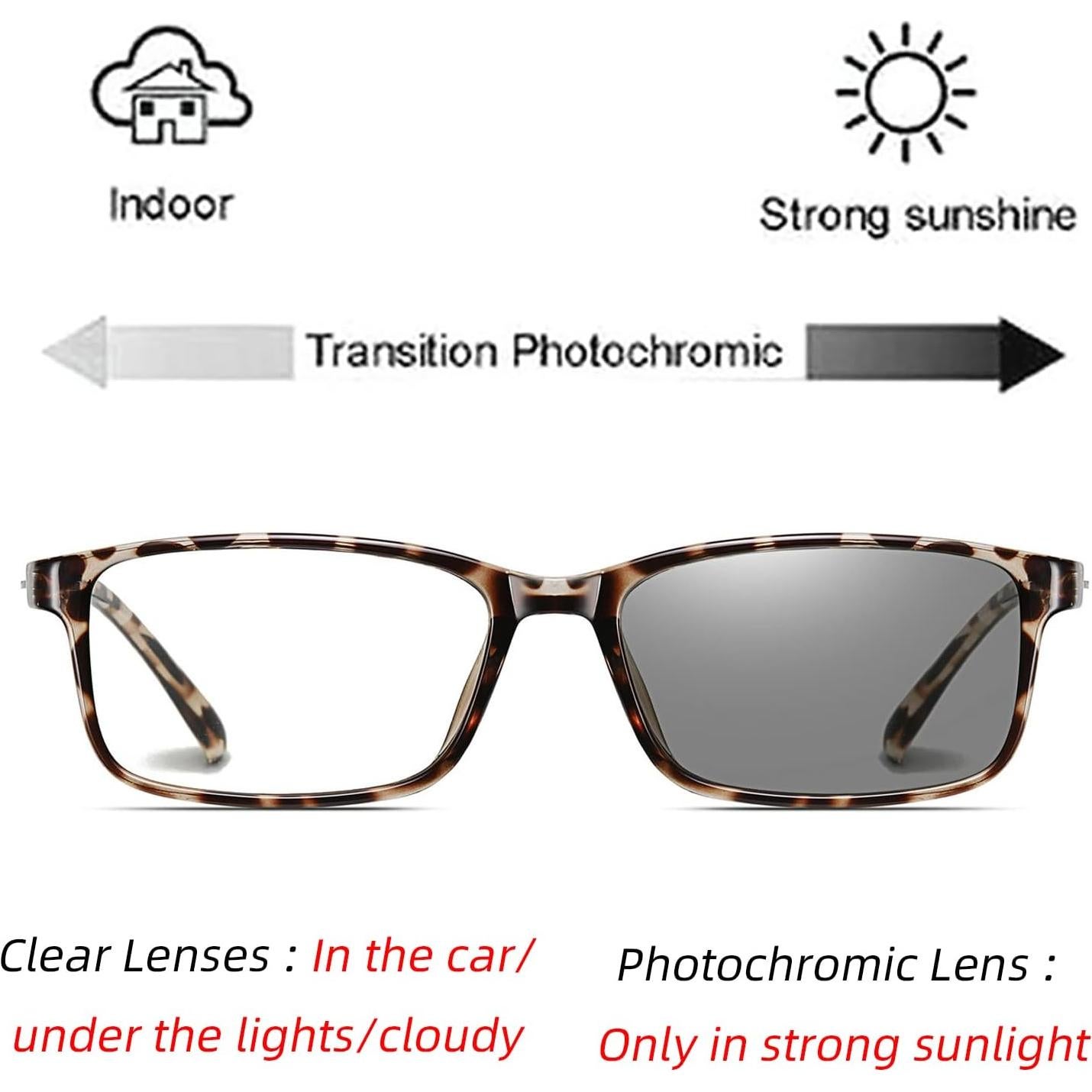 Gafas de Lectura Fotoquímicas Laureles Cuadradas 2.5x