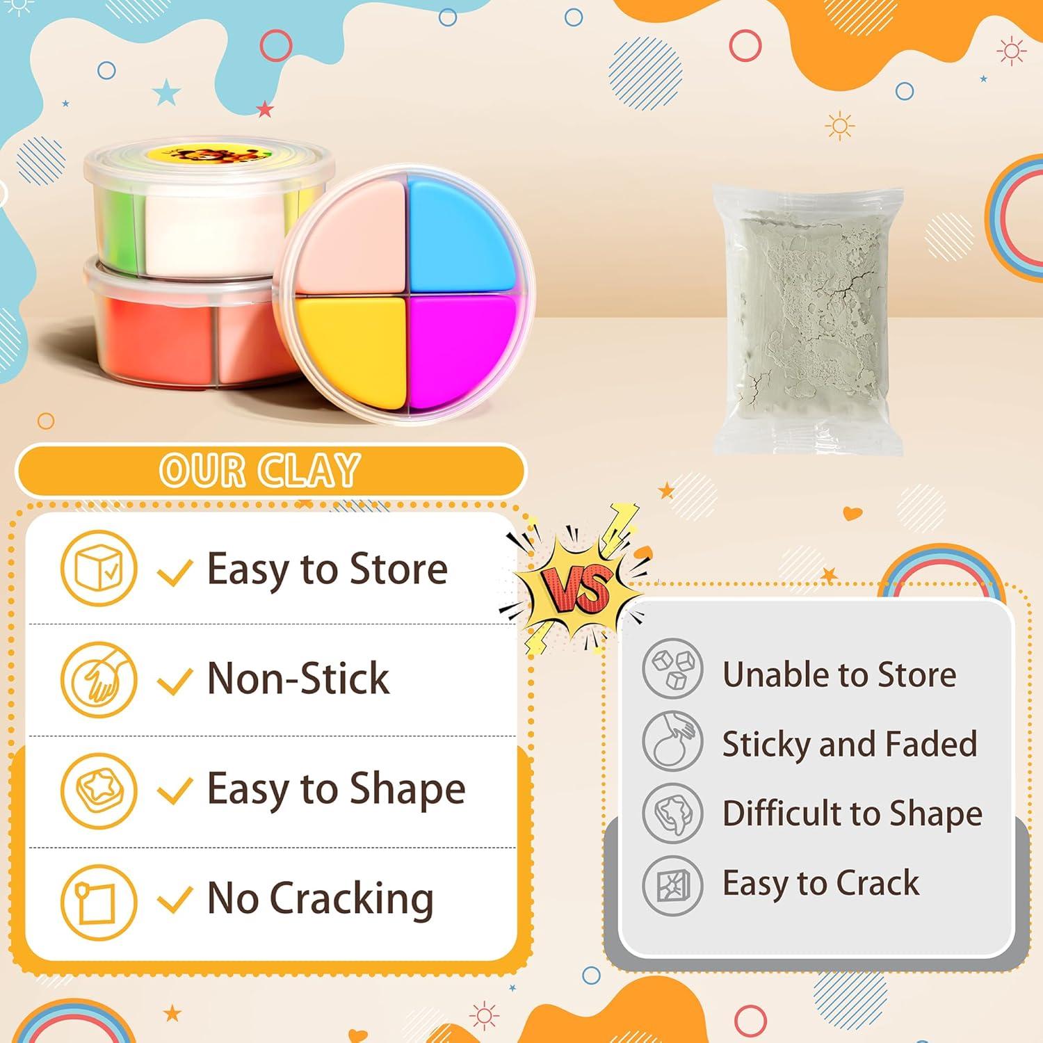 Kit de Arcilla Secada al Aire Aestd-ST - Tema Animal, 12 Cajas