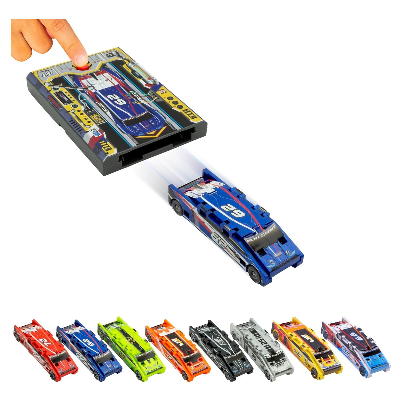 Coche de Carreras de Juguete Flat 2 Fast - Lanzador Azul