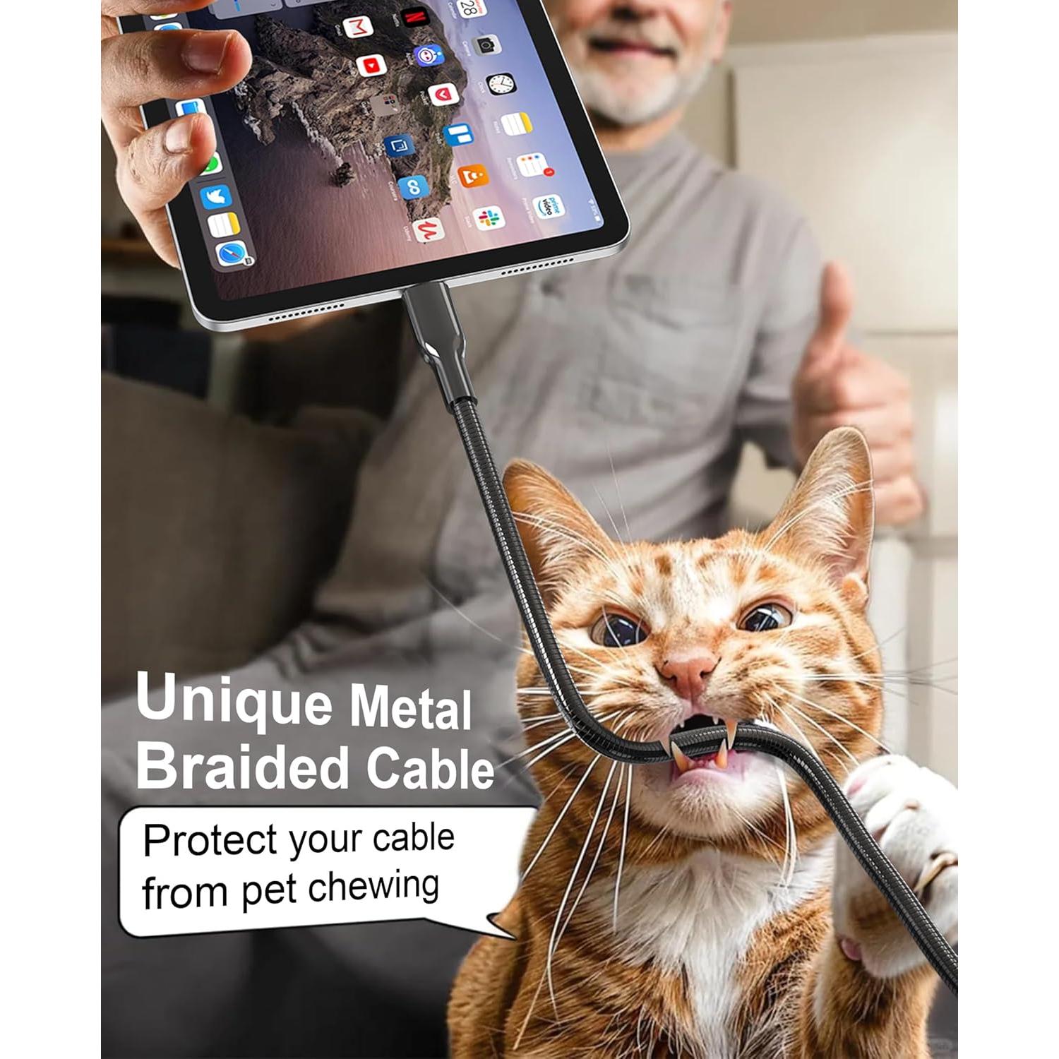 Cable Lightning 4m Metal Trenzado a Prueba de Mordeduras para iPhone