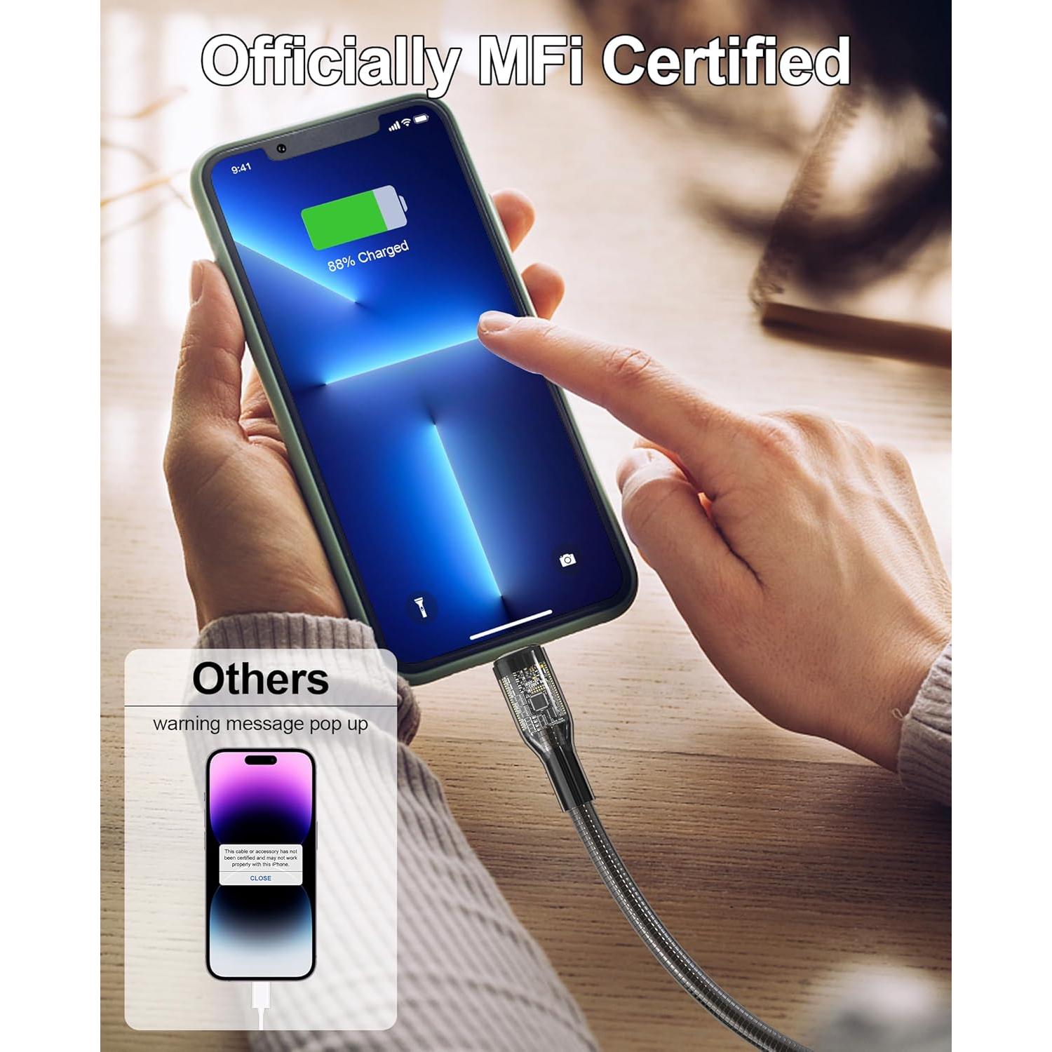 Cable Lightning 4m Metal Trenzado a Prueba de Mordeduras para iPhone