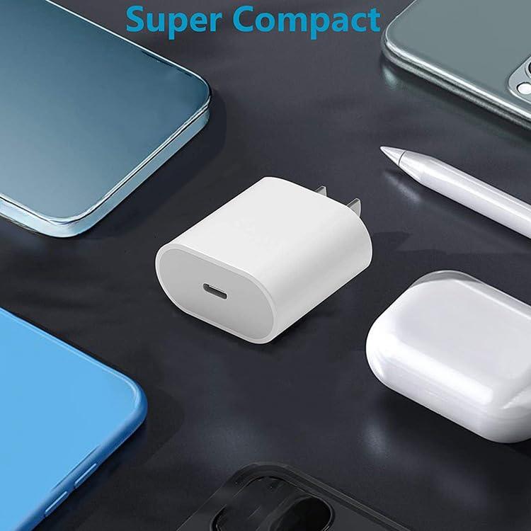 Cargador de Pared USB-C 20W Rápido Compatible iPhone
