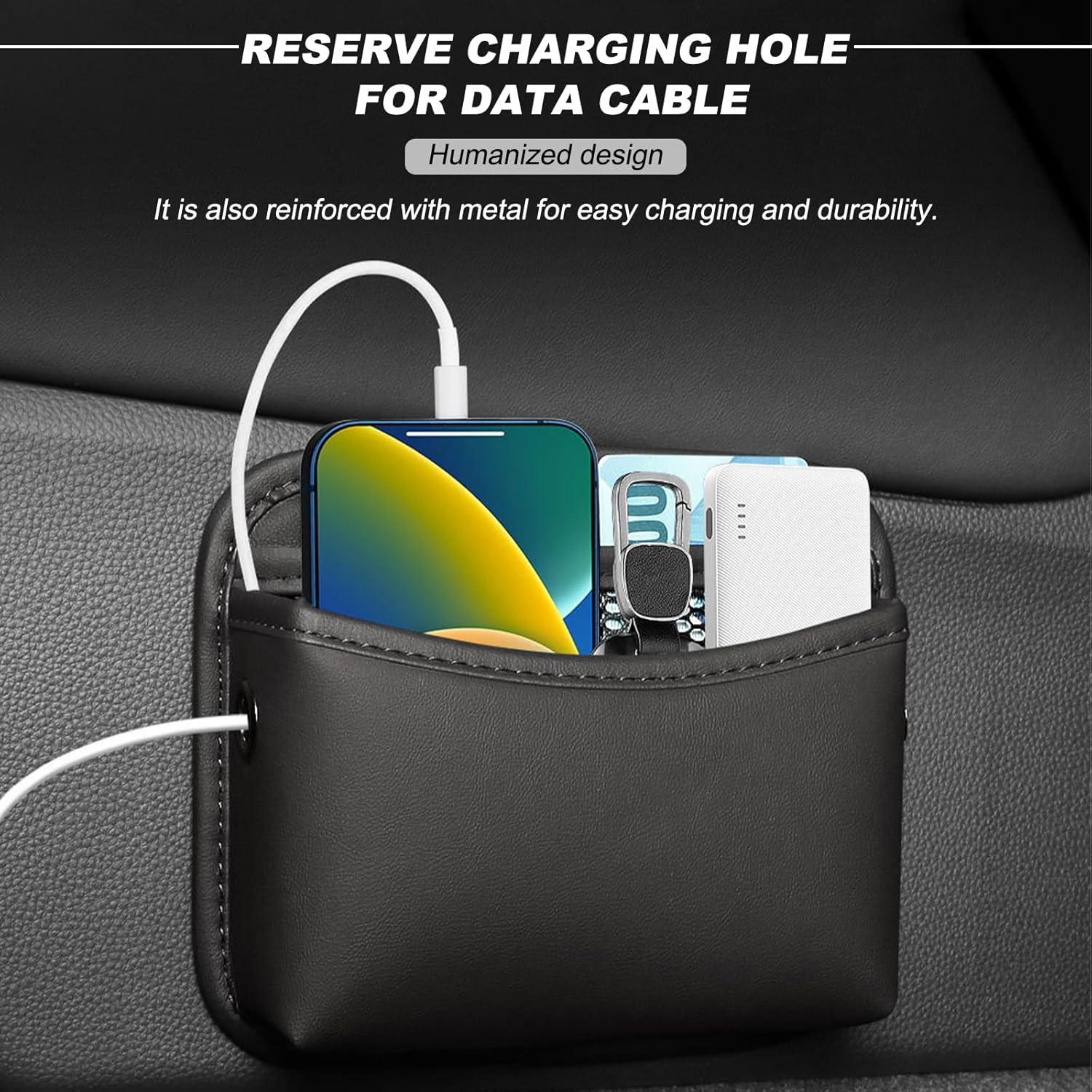 Organizador de Asiento de Coche SHMZK de Cuero Napa Negro