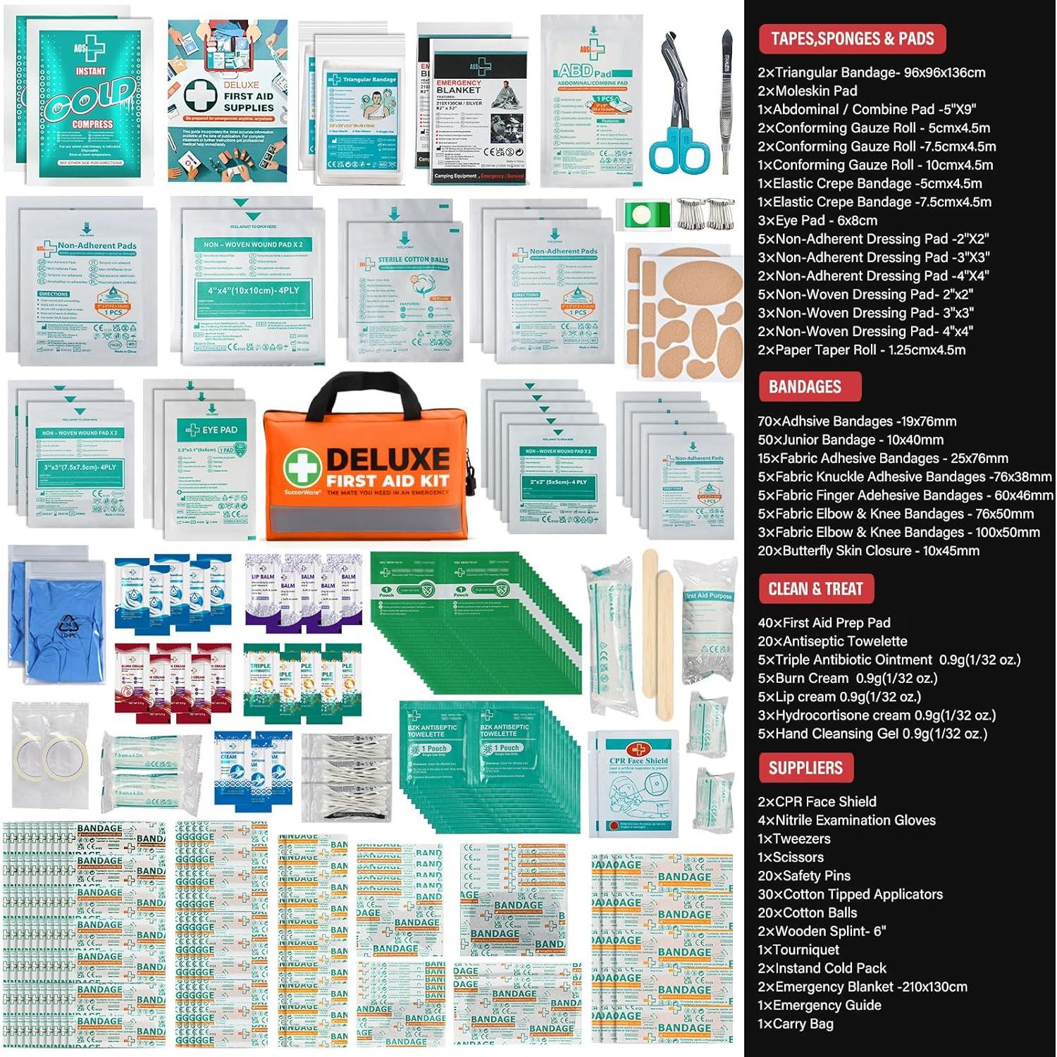 Kit de Primeros Auxilios SuccorWare 380 Piezas Compacto Naranja