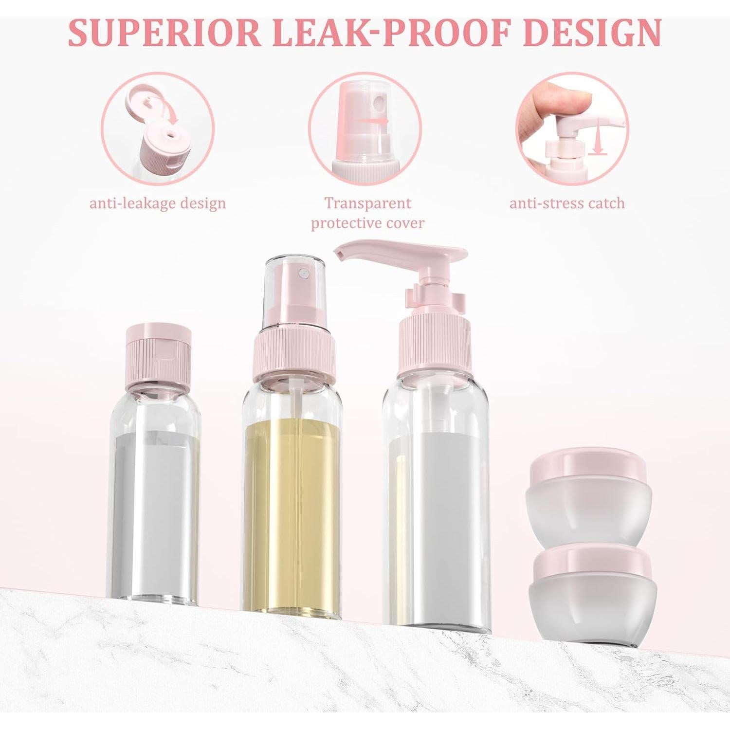 Kit de Botellas de Viaje ANNGO 12 Pack A Prueba de Fugas