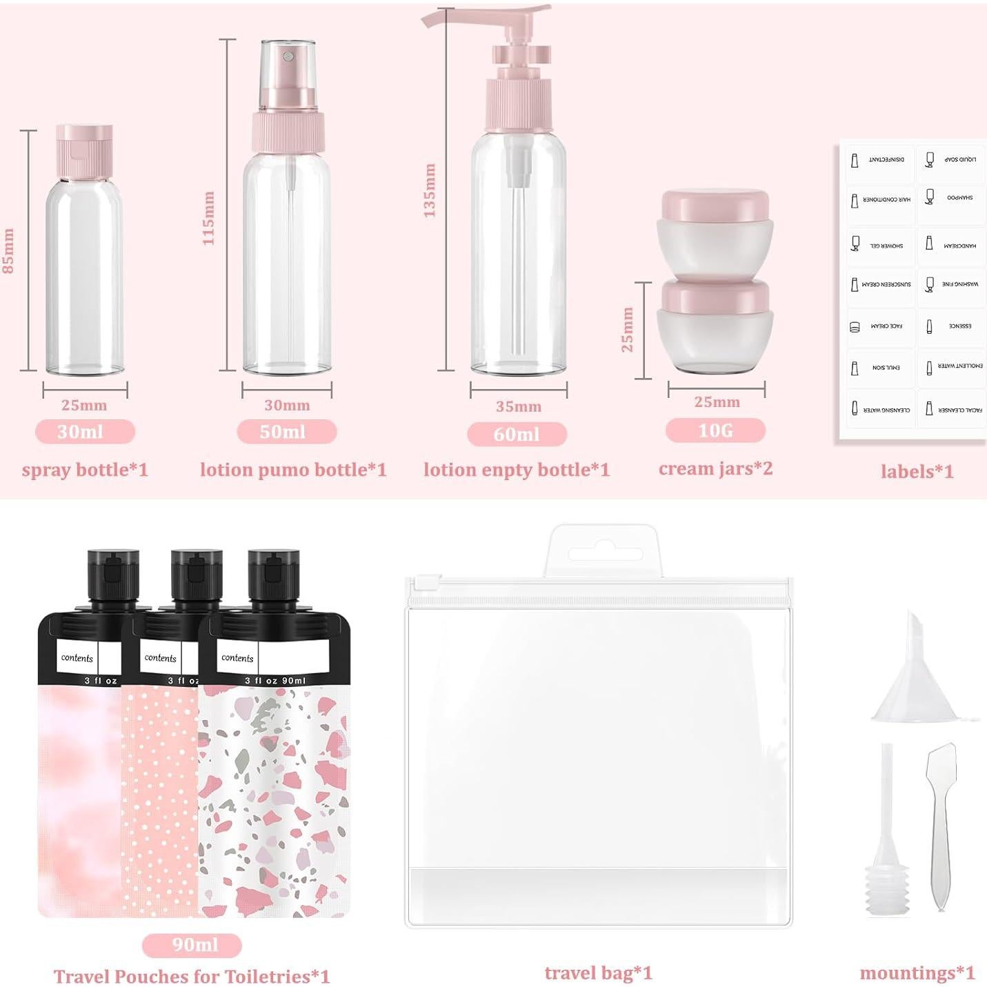 Kit de Botellas de Viaje ANNGO 12 Pack A Prueba de Fugas