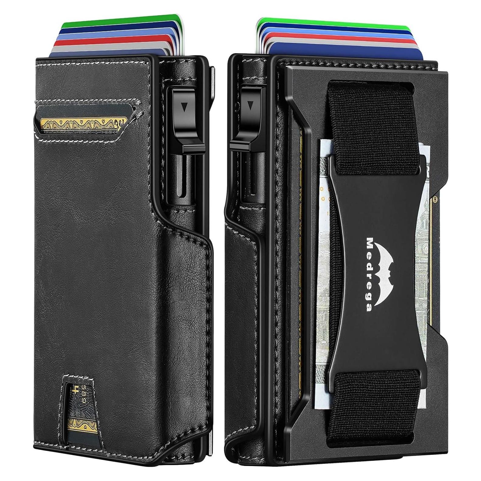 Billetera Inteligente RFID para Hombres J007 - Cuero Negro