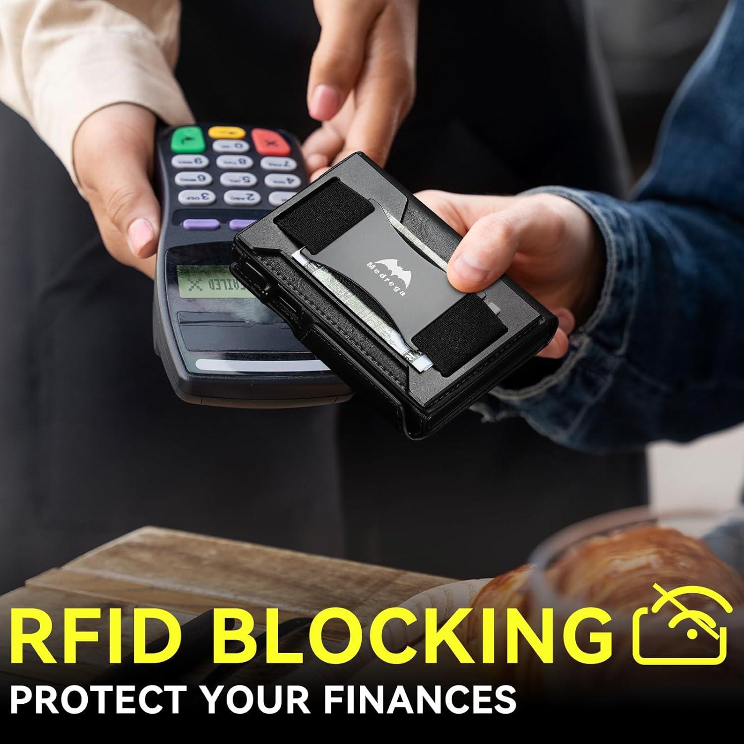 Billetera Inteligente RFID para Hombres J007 - Cuero Negro