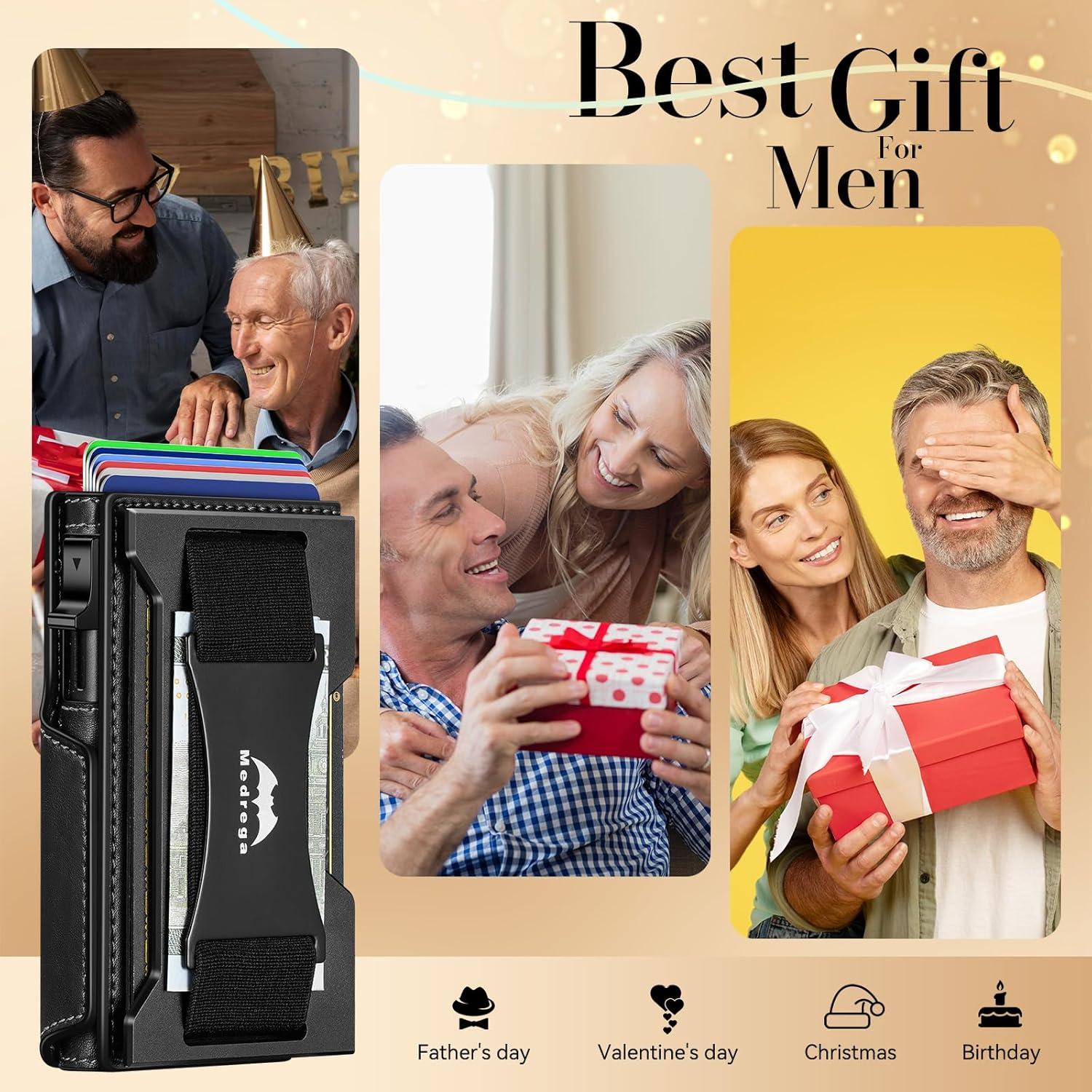 Billetera Inteligente RFID para Hombres J007 - Cuero Negro