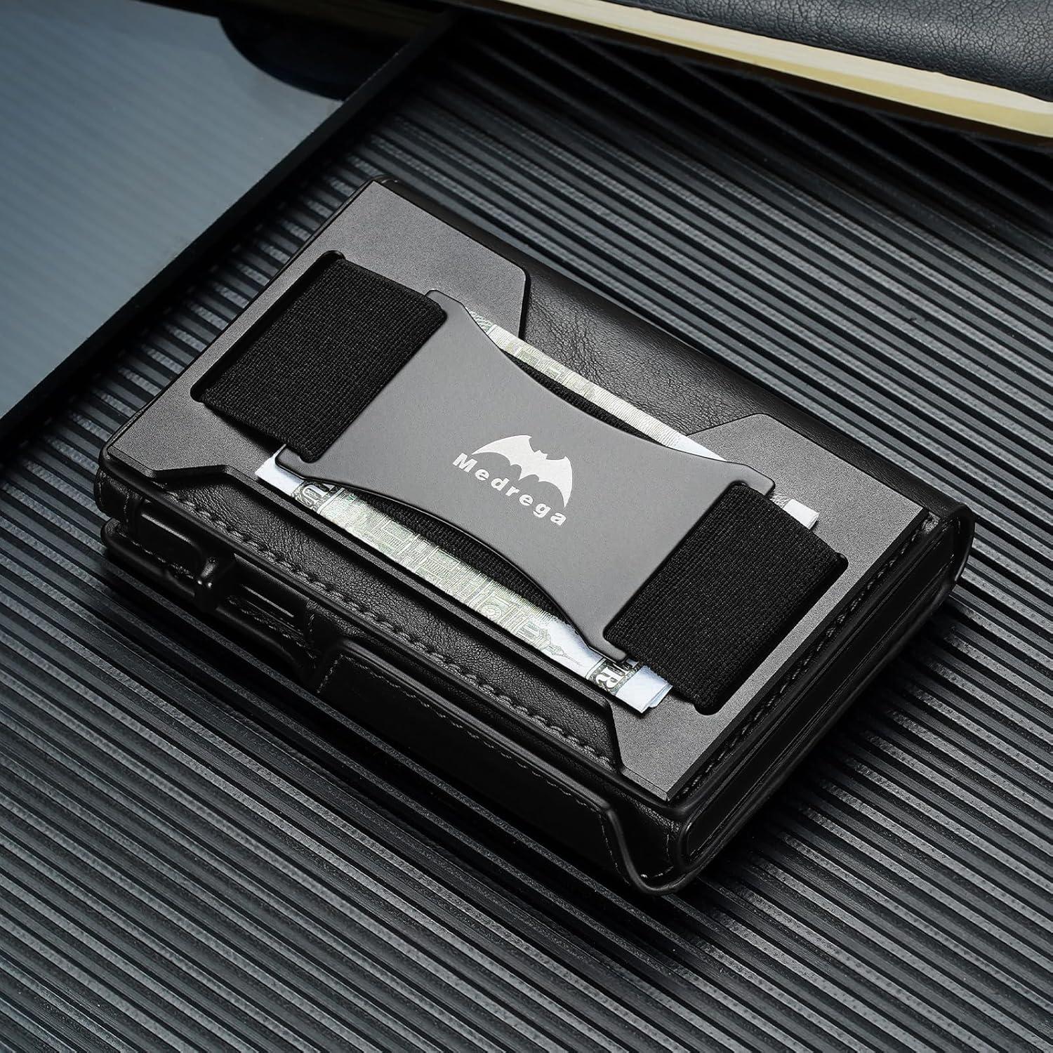 Billetera Inteligente RFID para Hombres J007 - Cuero Negro