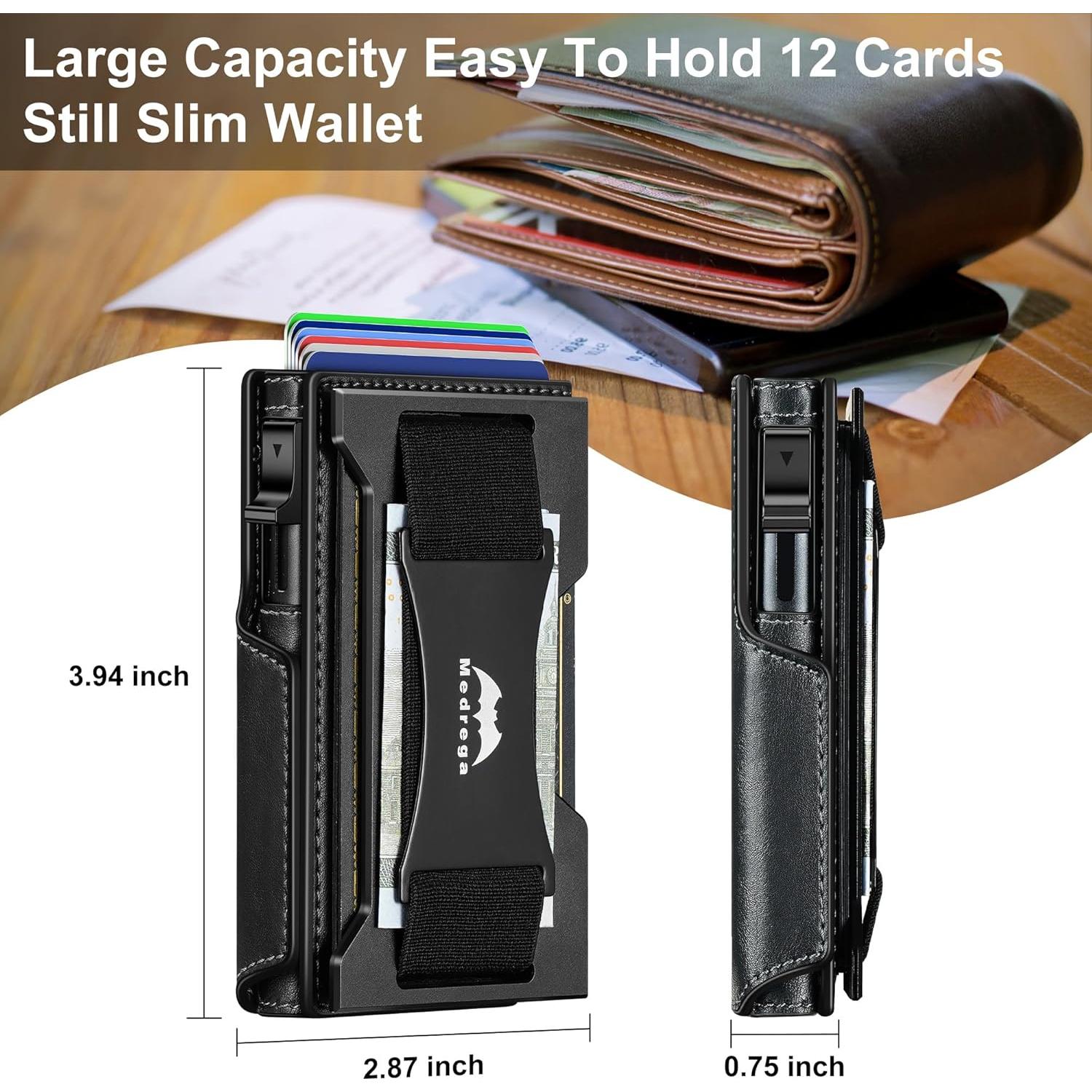 Billetera Inteligente RFID para Hombres J007 - Cuero Negro