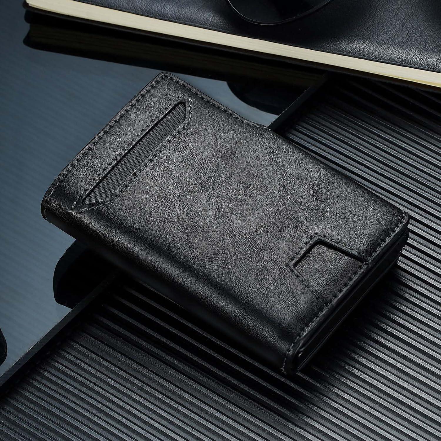 Billetera Inteligente RFID para Hombres J007 - Cuero Negro