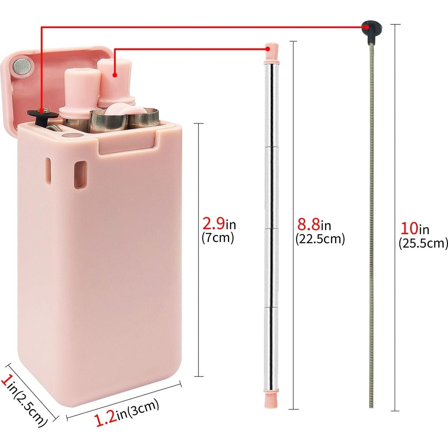 Popotes Reutilizables Plegables Biiange Acero Inoxidable Rosado