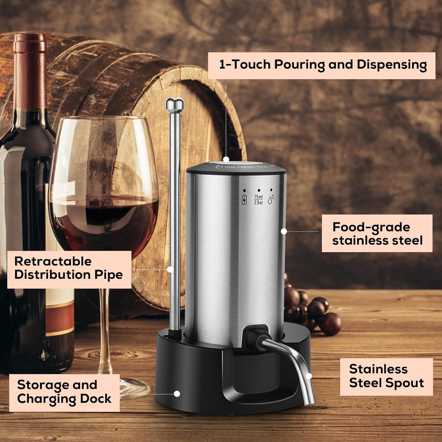 Aereador de Vino Eléctrico BLUBYEES 3-en-1 Recargable USB