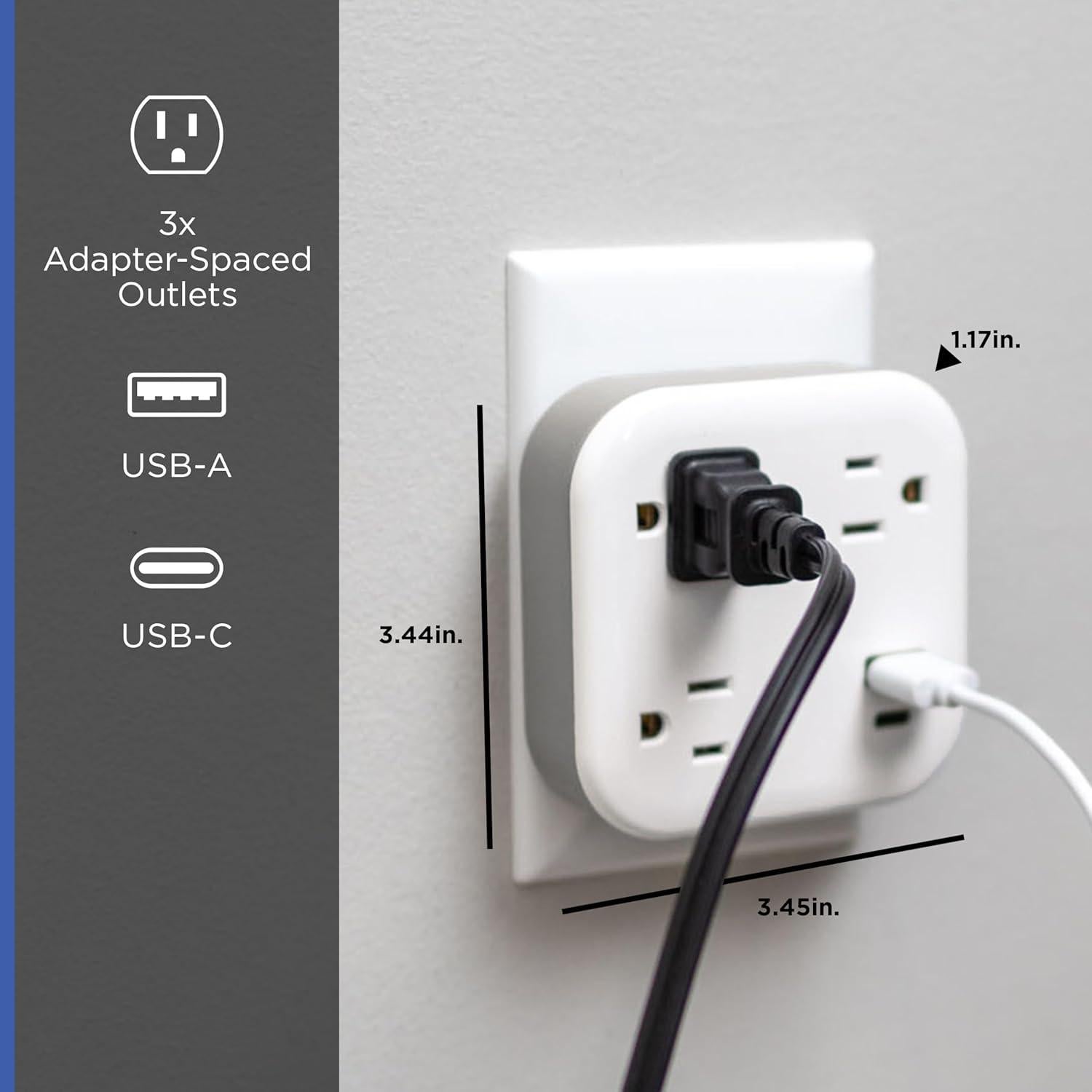 Protector de Sobretensión GE UltraPro 3 Salidas USB-C y A 980J