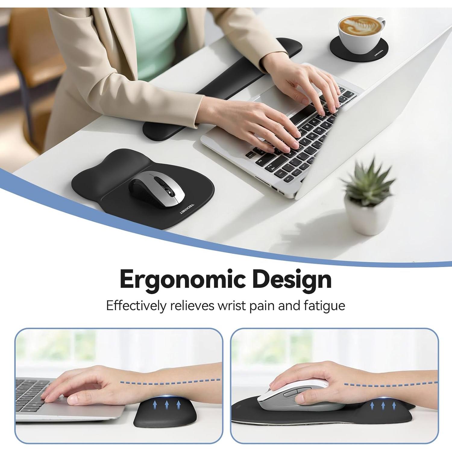 Conjunto de Alfombrilla de Ratón y Teclado TECKNET Negro