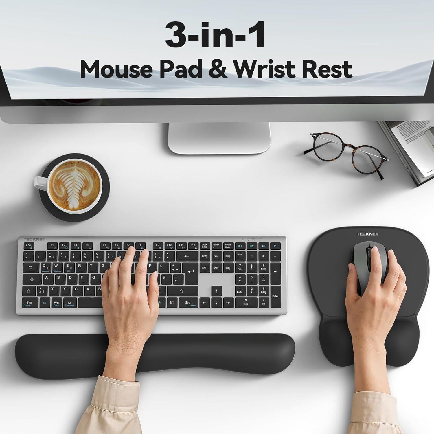 Conjunto de Alfombrilla de Ratón y Teclado TECKNET Negro