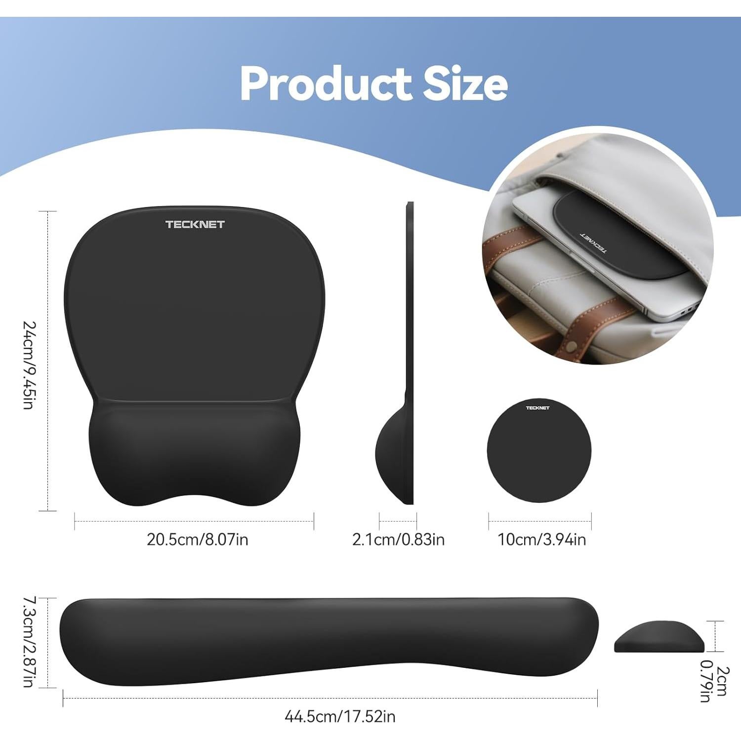 Conjunto de Alfombrilla de Ratón y Teclado TECKNET Negro