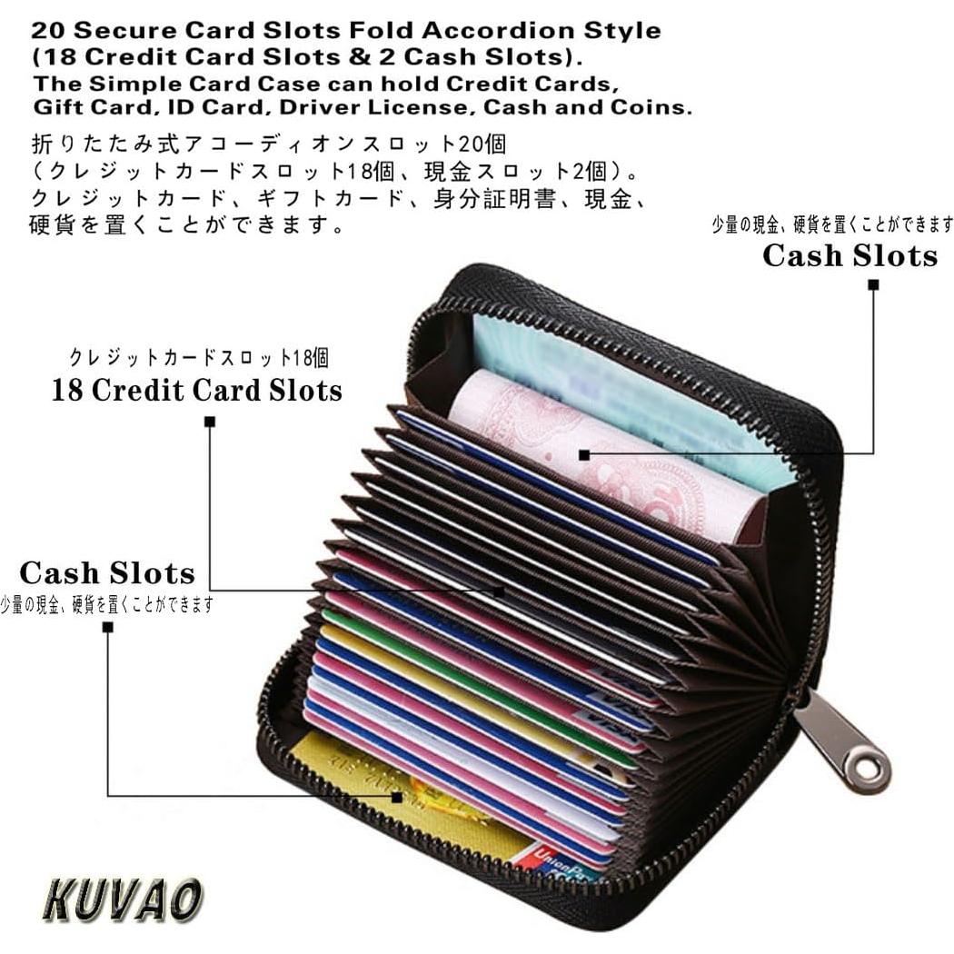 Cartera de Cuero Sintético KUVAO con Bloqueo RFID 20 Ranuras