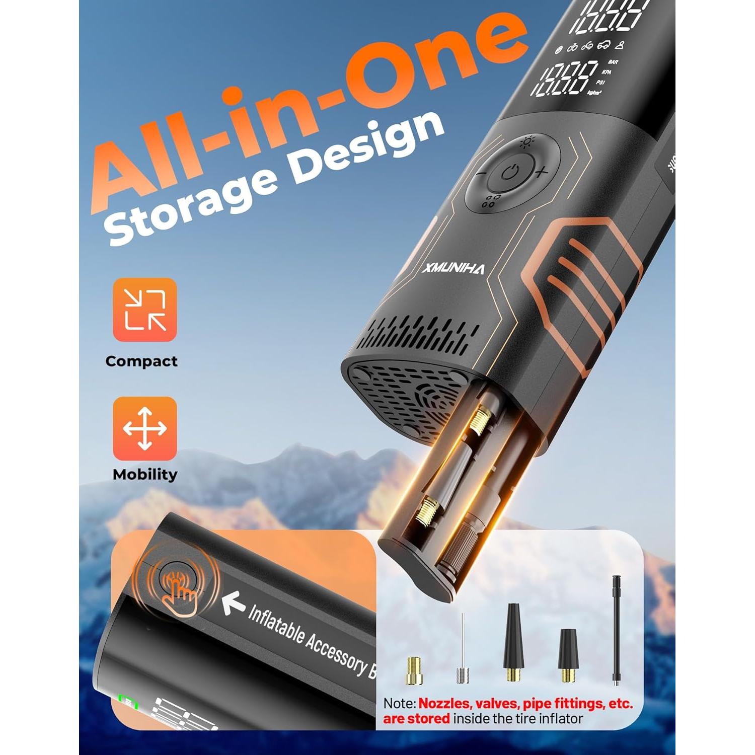 Compresor de Aire Portátil XMUNIHA HX02 150 PSI Inalámbrico