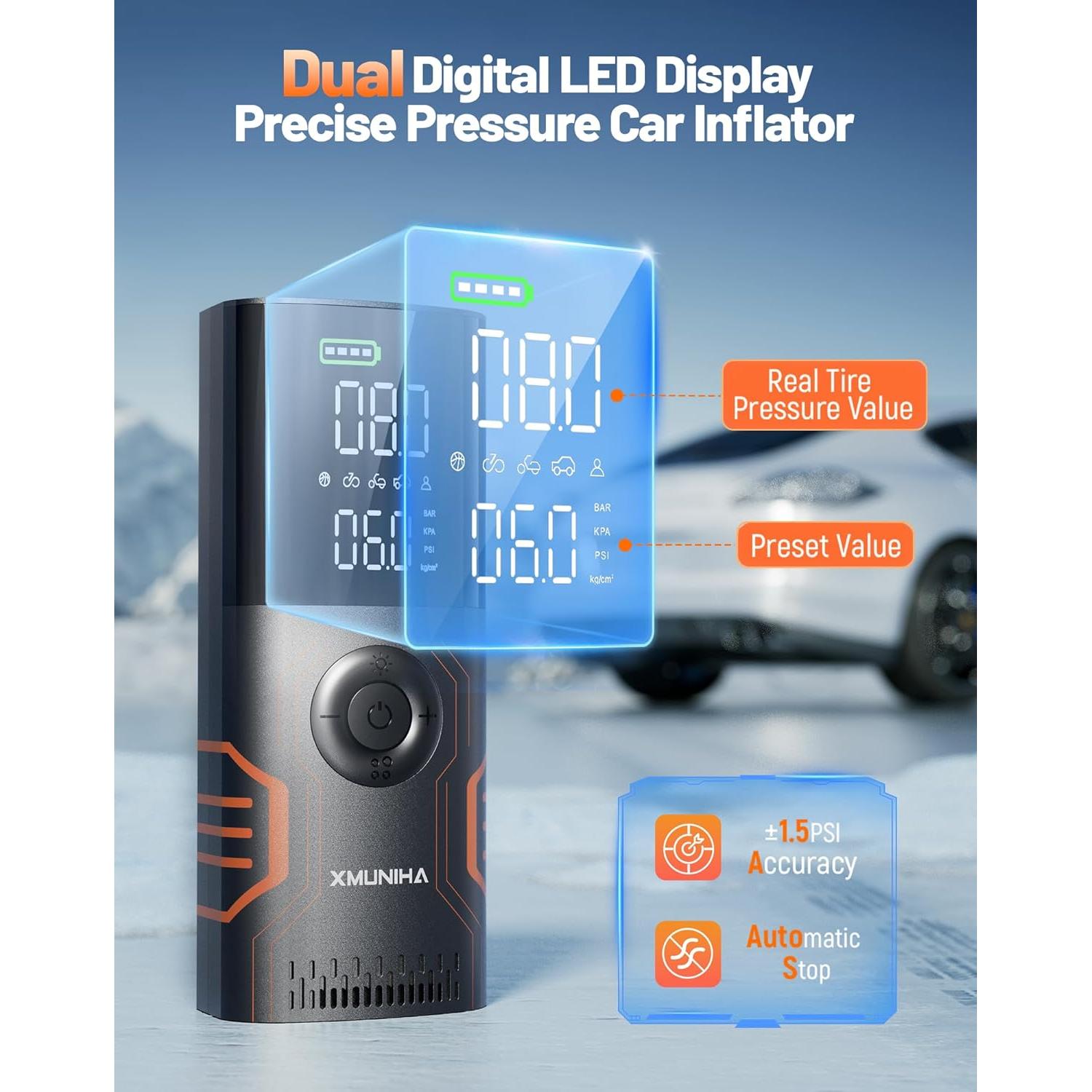 Compresor de Aire Portátil XMUNIHA HX02 150 PSI Inalámbrico