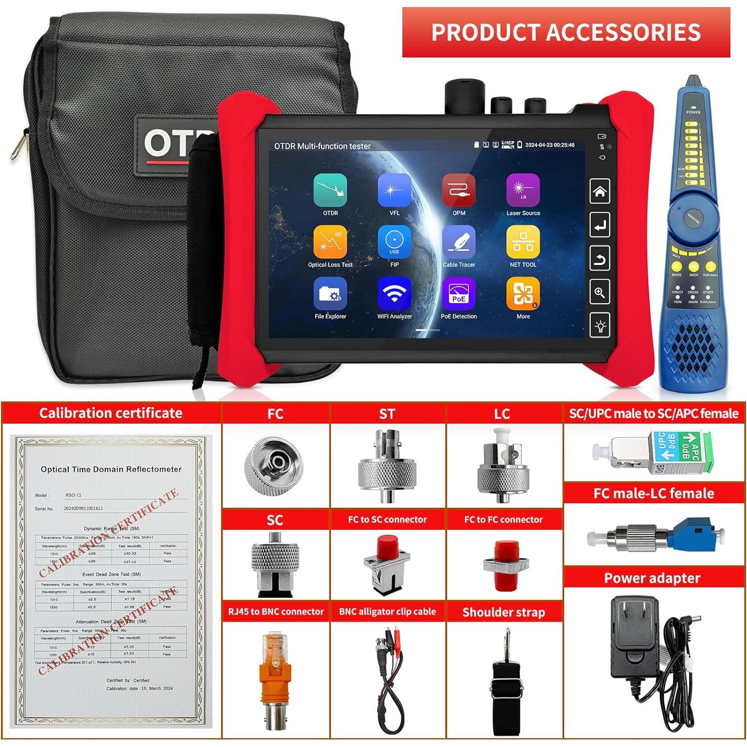 Probador OTDR Henkion RSO-73 1310/1550nm 28/26dB Pantalla 7"