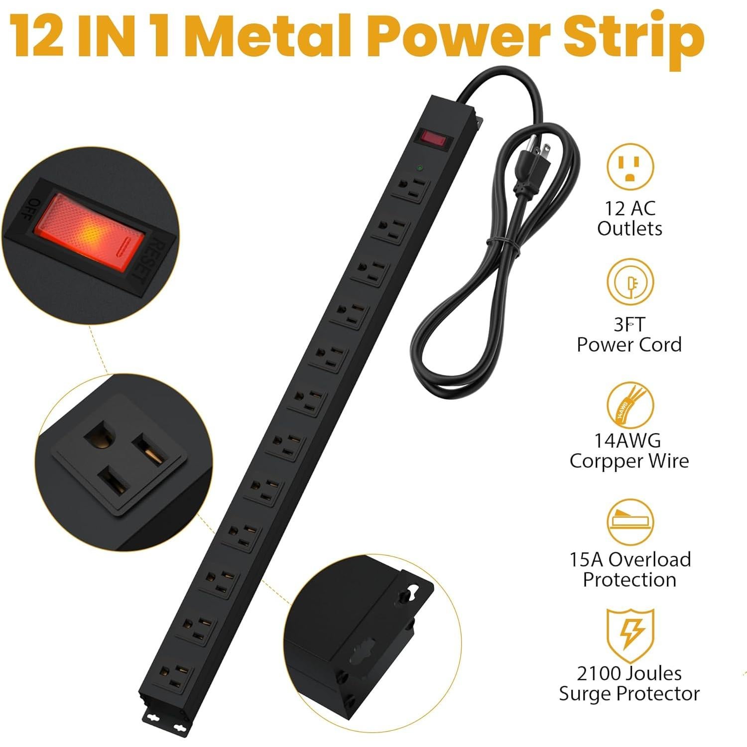 Regleta de Alimentación CFMASTER 12 Salidas 2100 Julios 0.91m