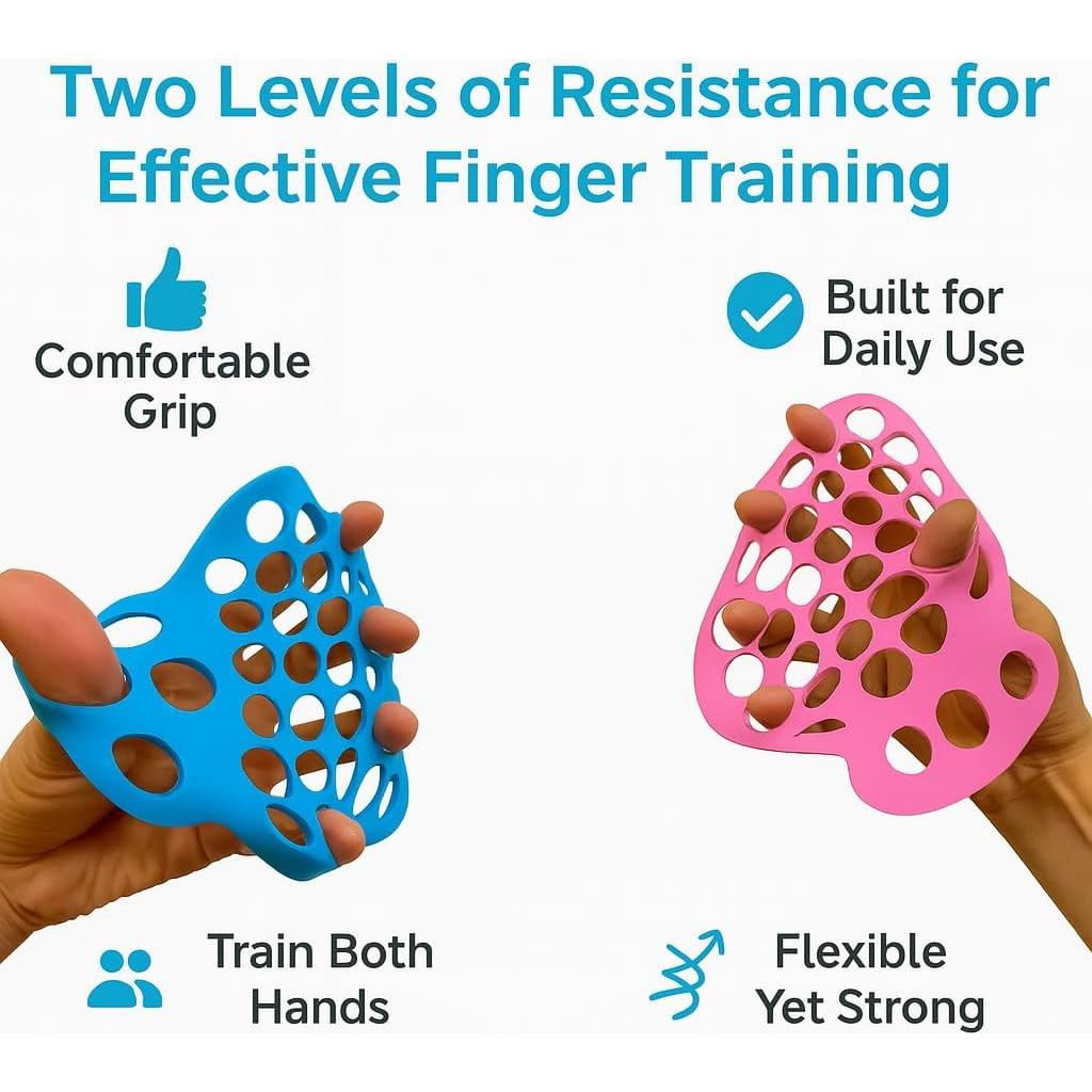 Ejercitador de Dedos BUJIOLA - Terapia de Mano 2-Pack Silicona