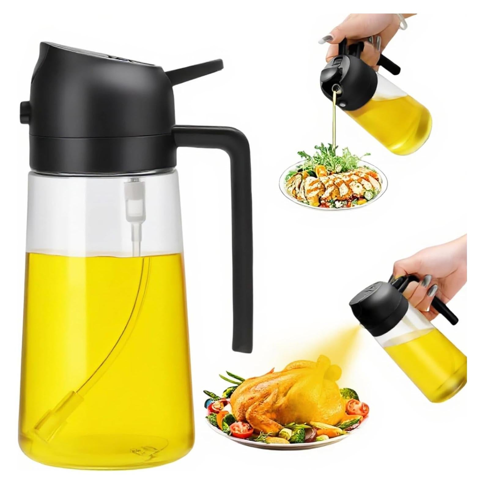 Pulverizador de Aceite de Oliva Aovdy 470ml Vidrio Negro