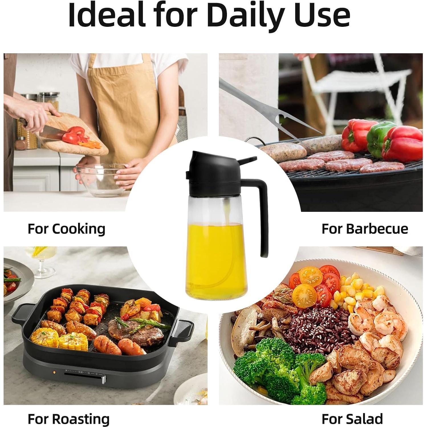 Pulverizador de Aceite de Oliva Aovdy 470ml Vidrio Negro