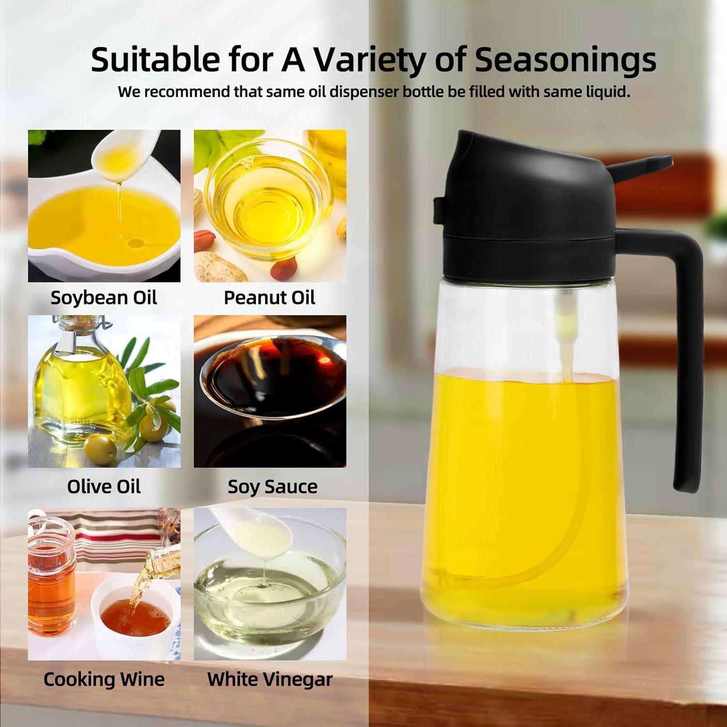 Pulverizador de Aceite de Oliva Aovdy 470ml Vidrio Negro