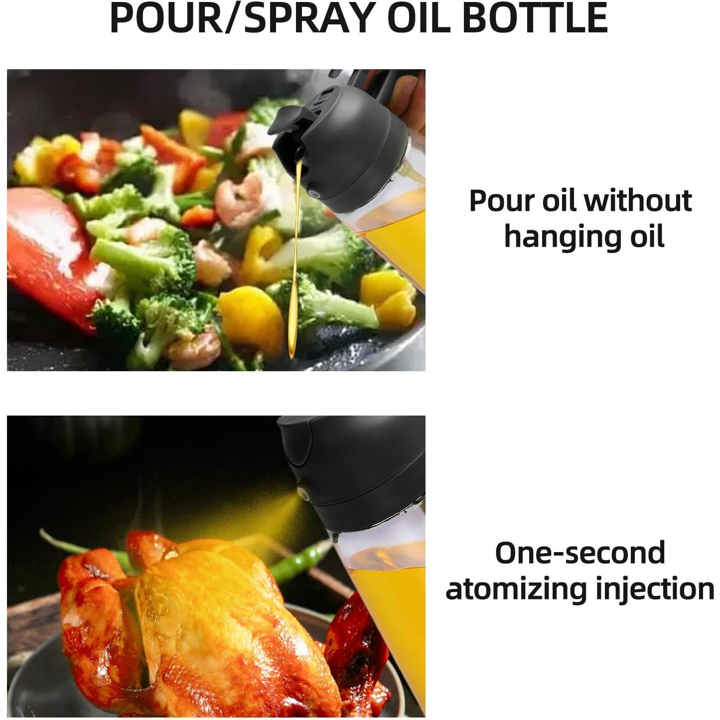 Pulverizador de Aceite de Oliva Aovdy 470ml Vidrio Negro