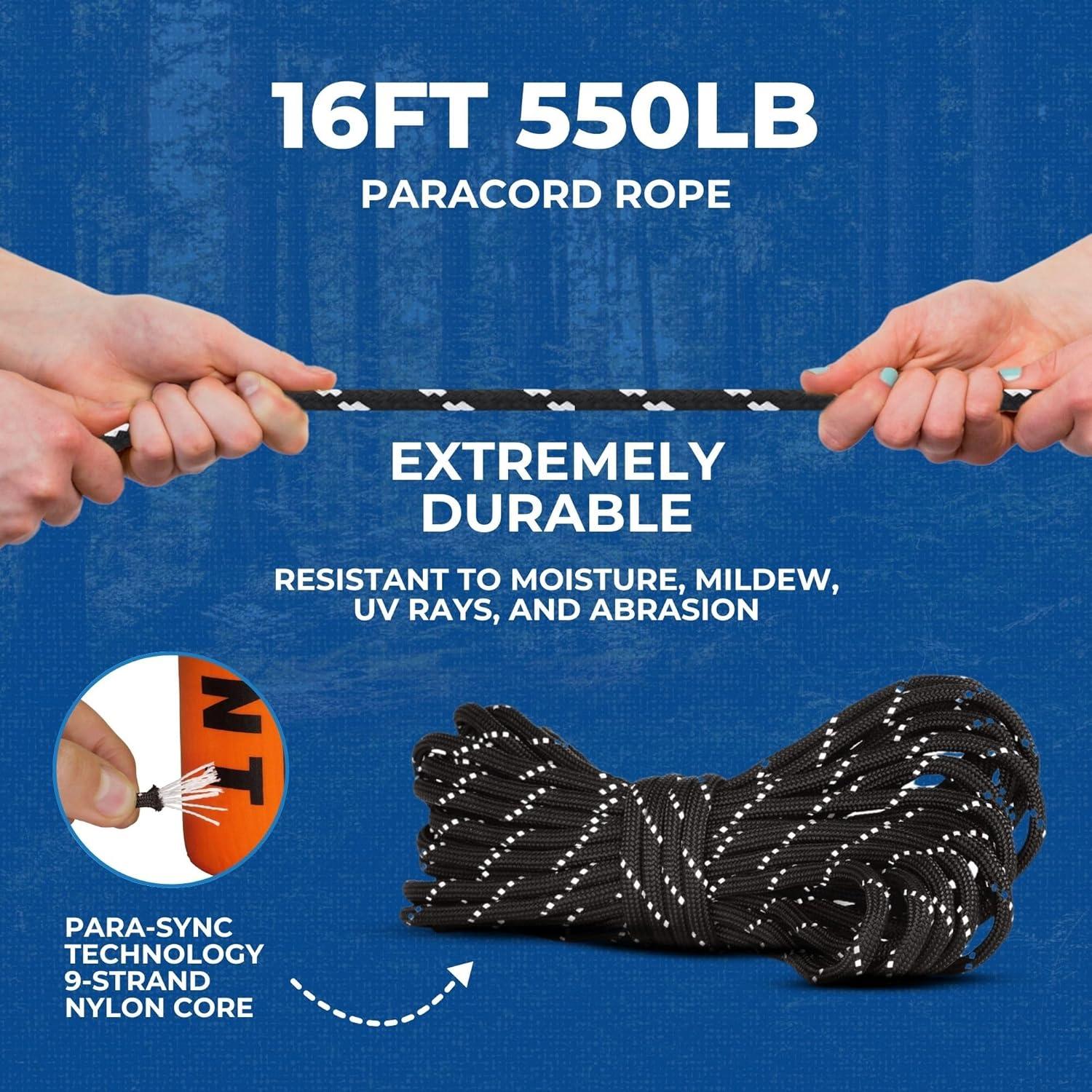 Tienda de Supervivencia CloudTen Naranja 2 Personas con Paracord