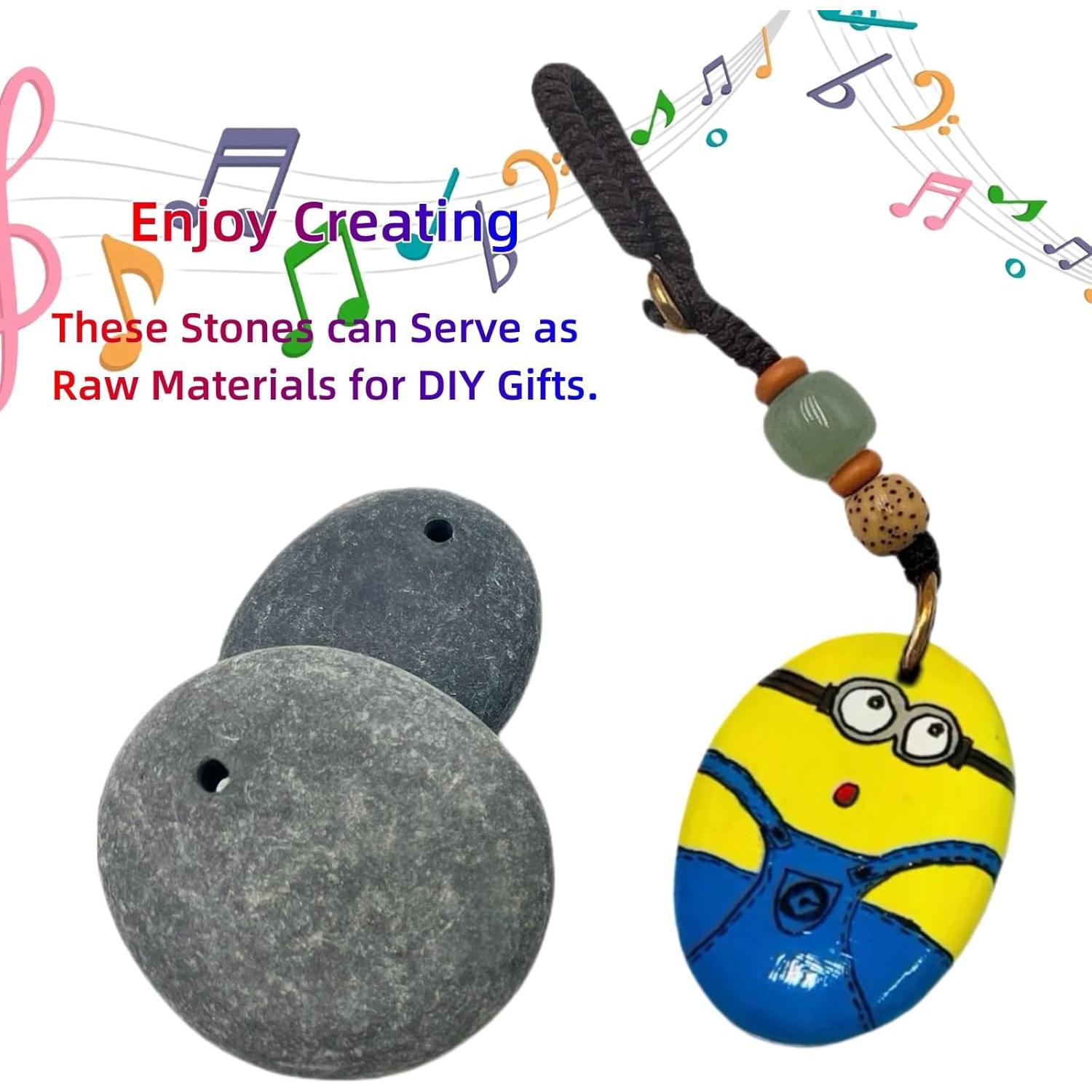 4 Rocas Planas Perforadas para Pintar 3.81-5.08 cm - Lifetop