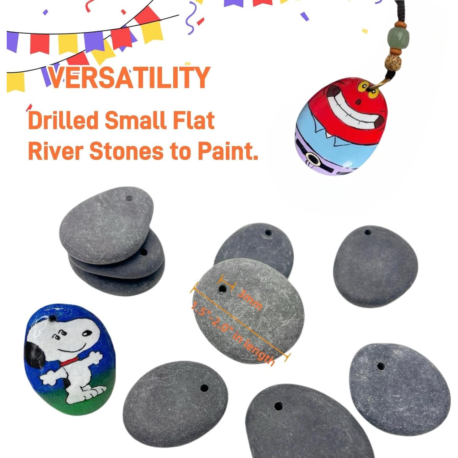 4 Rocas Planas Perforadas para Pintar 3.81-5.08 cm - Lifetop
