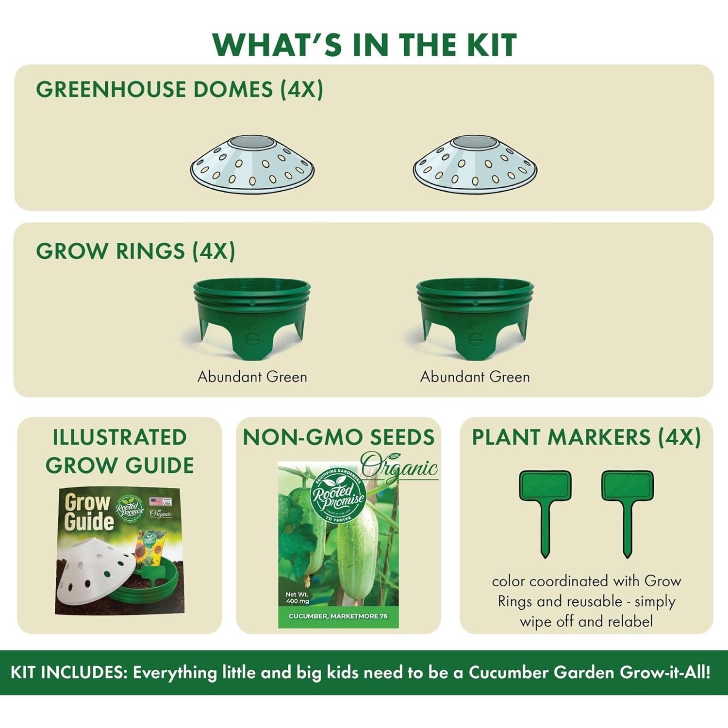 Kit de Jardín de Pepinos para Niños Rooted Promise - Semillas No-GMO
