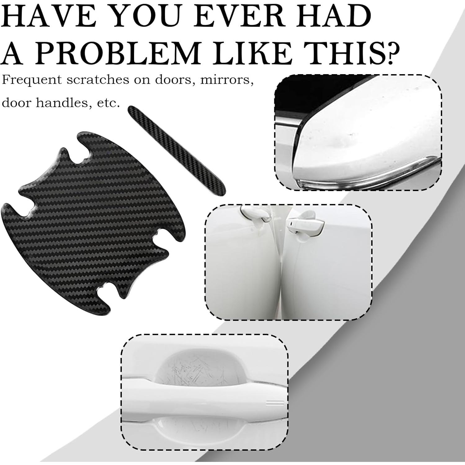 Protector de Manija de Puerta de Coche Figpade 8 Piezas Fibra de Carbono