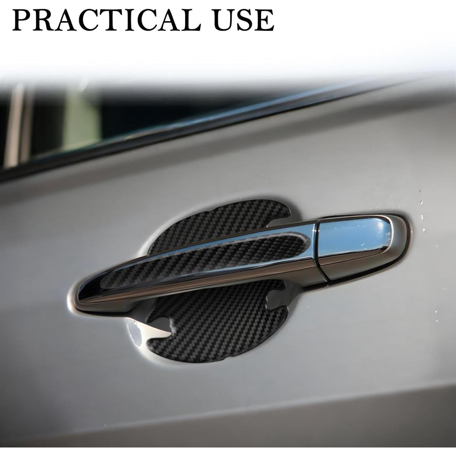 Protector de Manija de Puerta de Coche Figpade 8 Piezas Fibra de Carbono