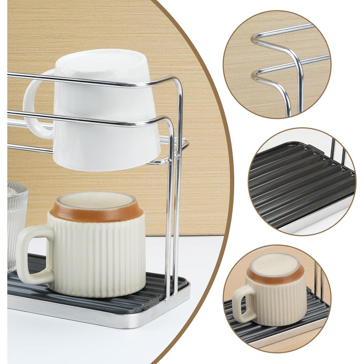 Estante para Secar Botellas y Tazas XHKDSYMC Doble Capa 30x12x19.5cm