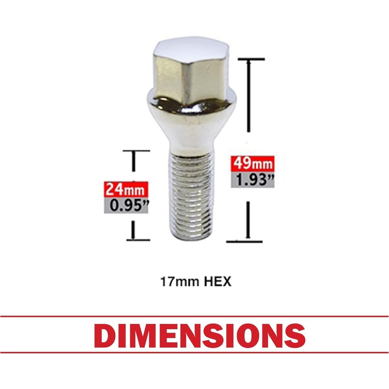 Pernos de Rueda M12x1.5 Cromado 20 Pcs para BMW