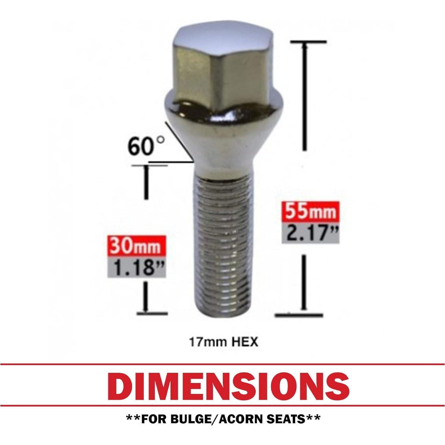 Tuercas de Rueda M12x1.5 Cromadas 20 Pcs para BMW