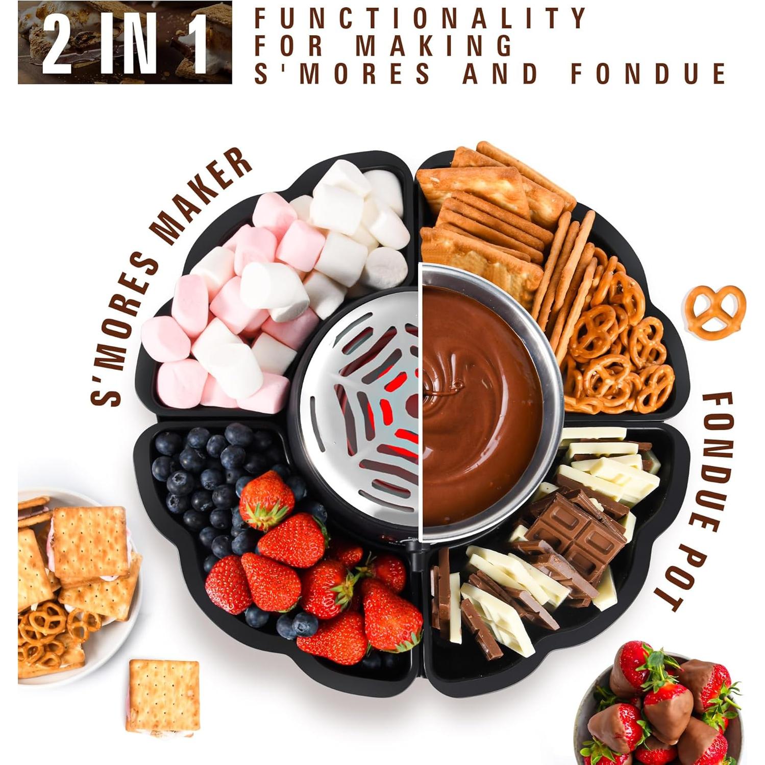 Juego de Fondue y S'mores ICRINA 280W con Control de Temperatura