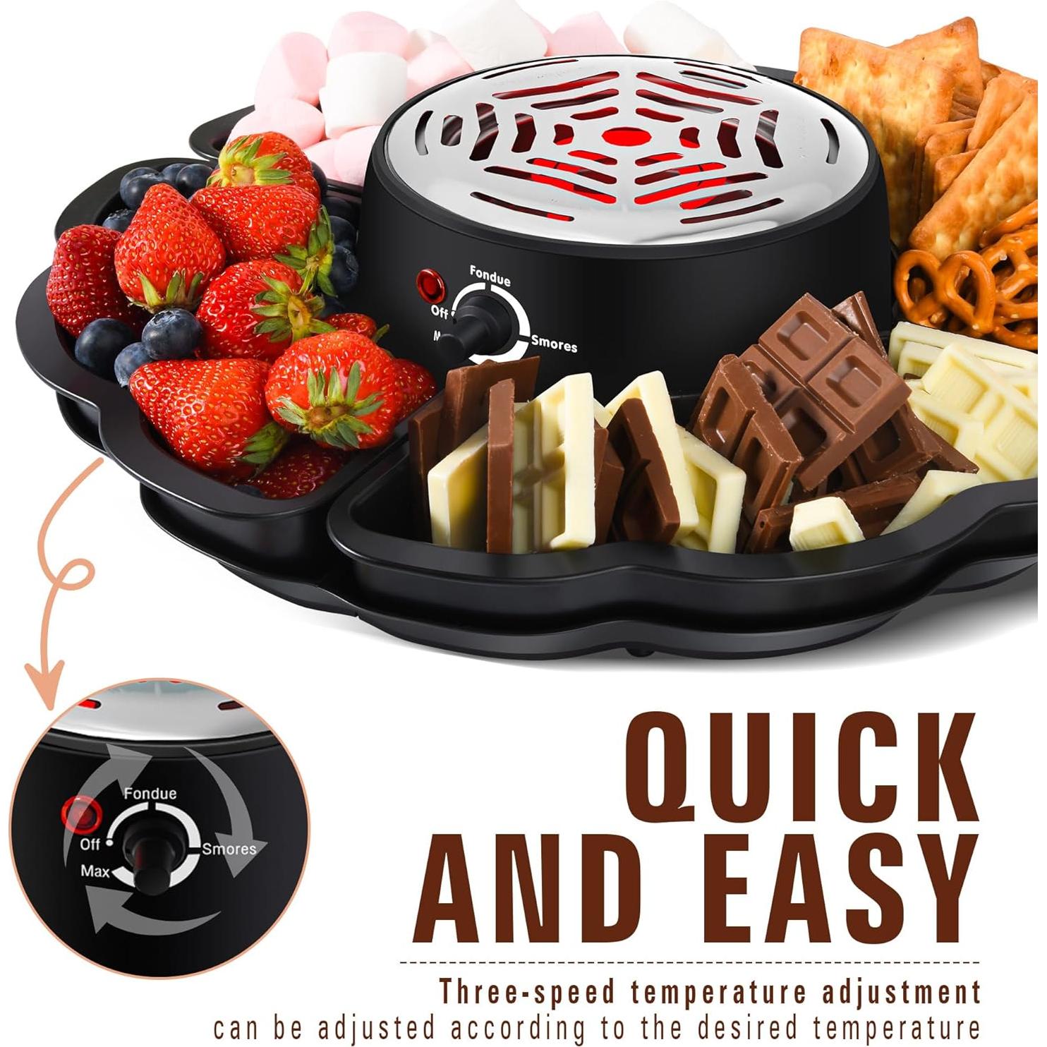 Juego de Fondue y S'mores ICRINA 280W con Control de Temperatura