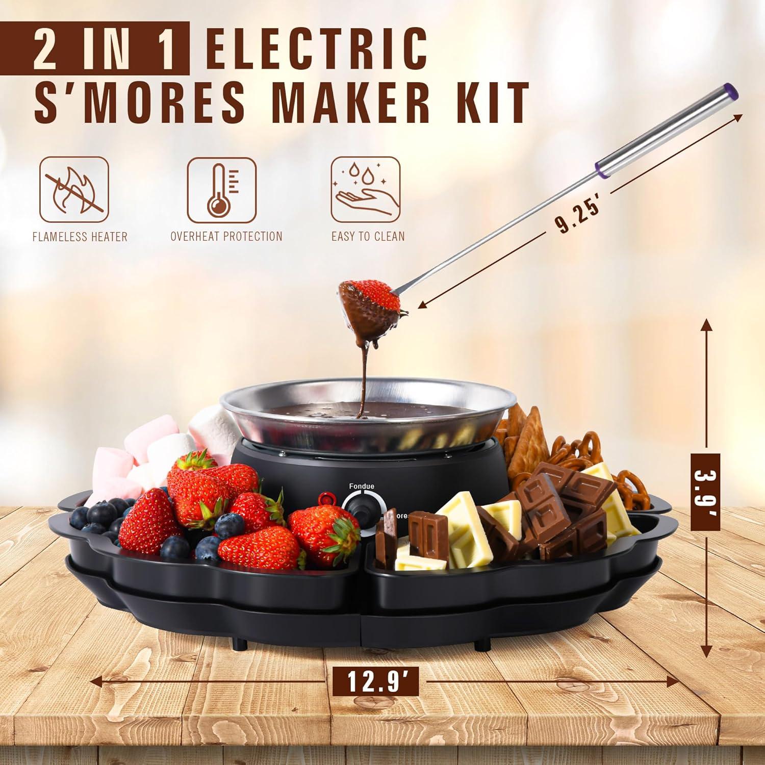 Juego de Fondue y S'mores ICRINA 280W con Control de Temperatura