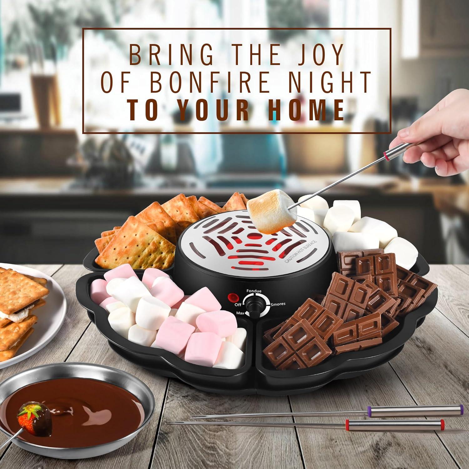 Juego de Fondue y S'mores ICRINA 280W con Control de Temperatura